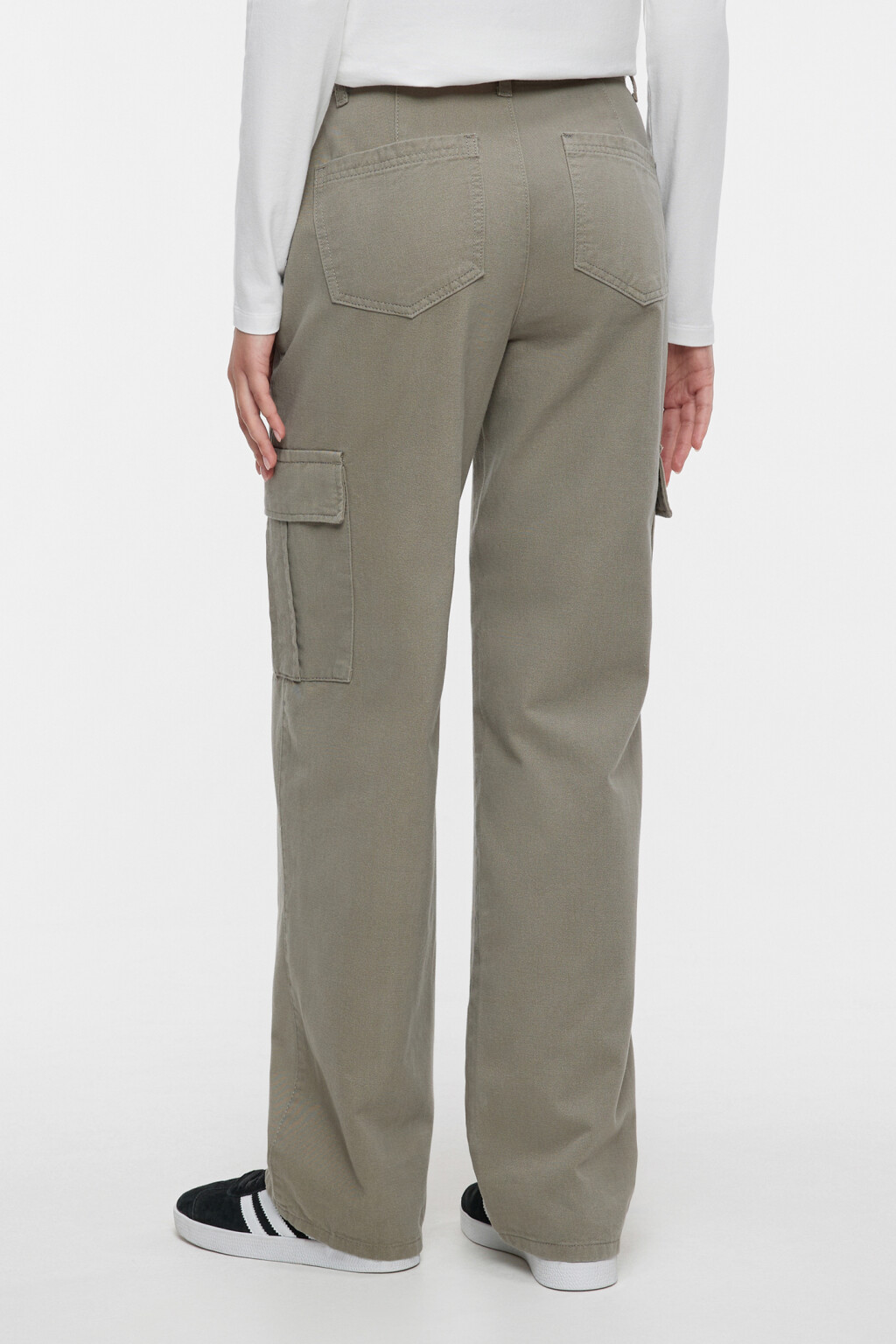 Брюки карго джинсовые прямые с заниженной посадкой - цвет зеленый - 4