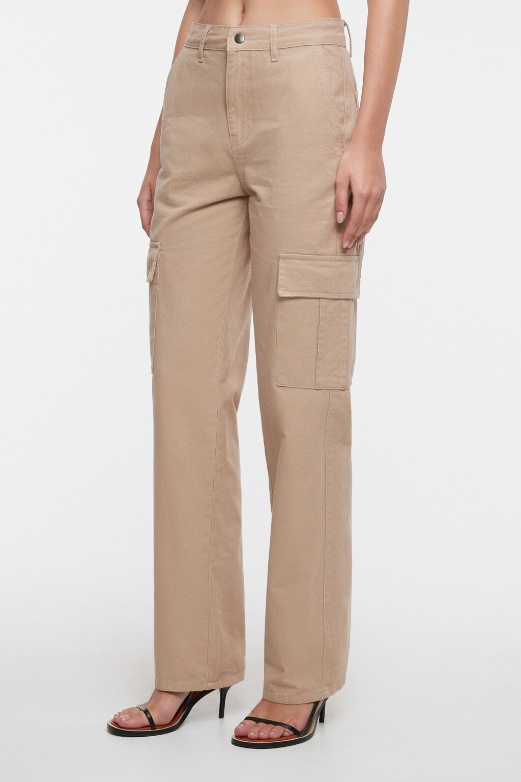 Брюки карго джинсовые прямые с заниженной посадкой - цвет бежевый - 3