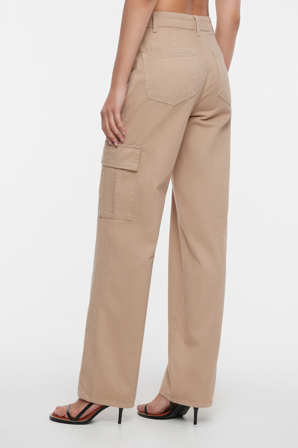 Брюки карго джинсовые прямые с заниженной посадкой - цвет бежевый - 4