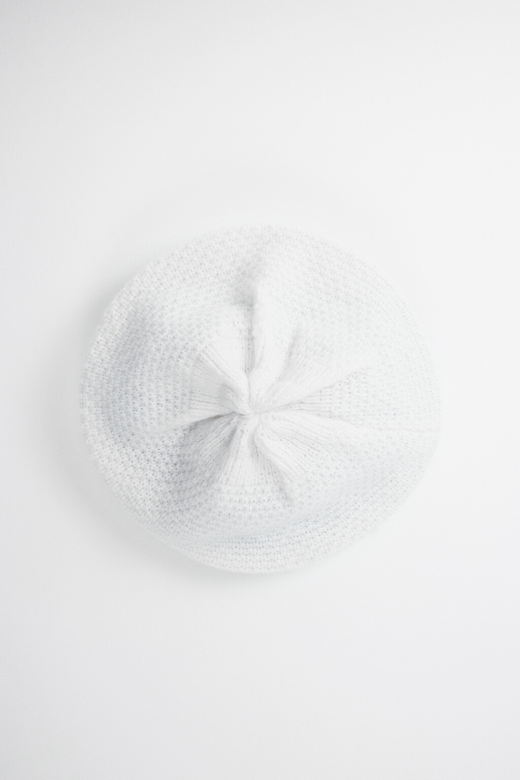 Берет теплый вязаный однотонный - цвет бежевый - 2