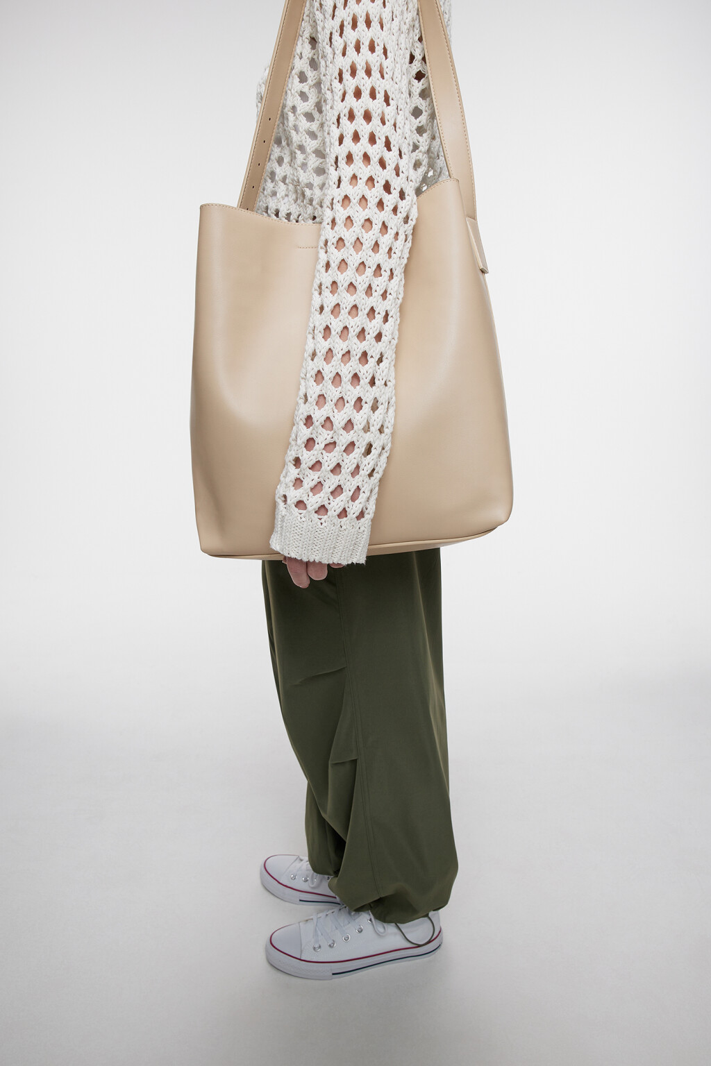 Сумка-мешок мягкая из искусственной кожи - цвет бежевый - 14