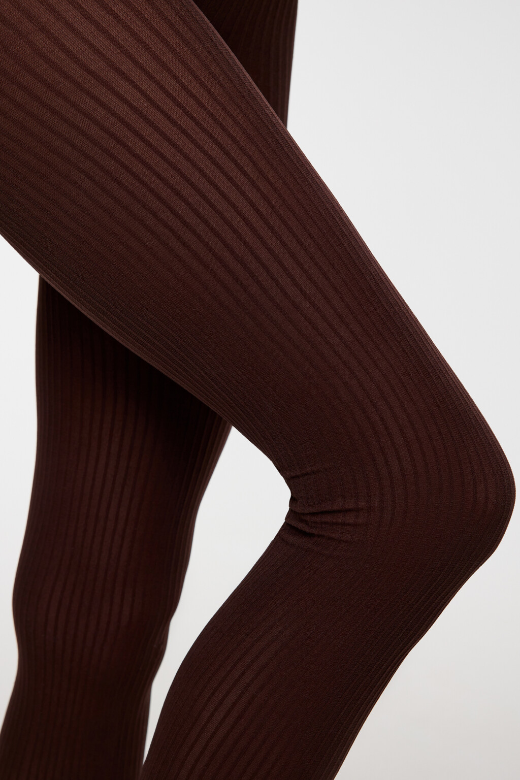 Колготки капроновые уплотненные в рубчик - цвет коричневый - 3