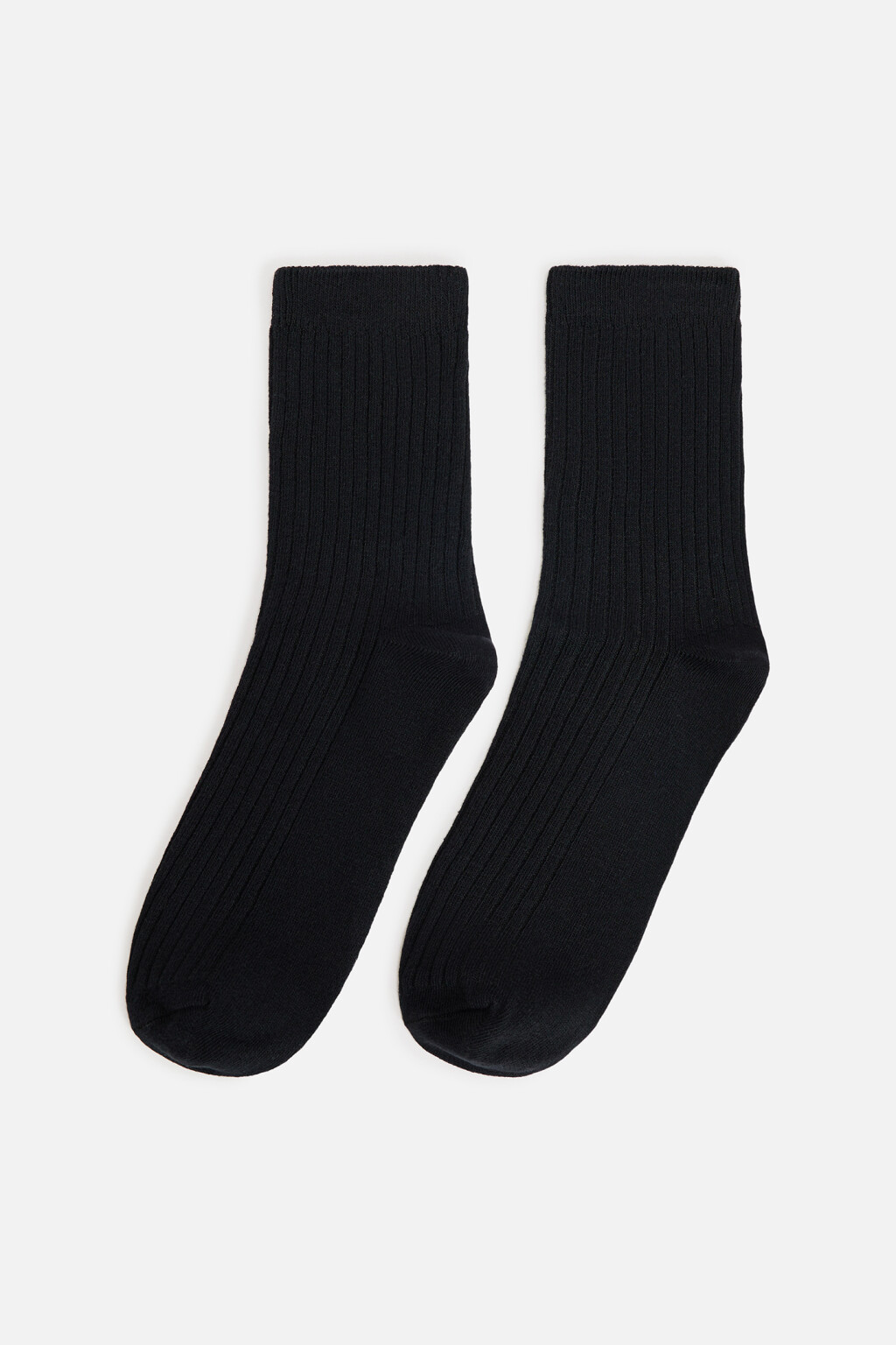 Носки высокие хлопковые в рубчик - цвет черный - 1
