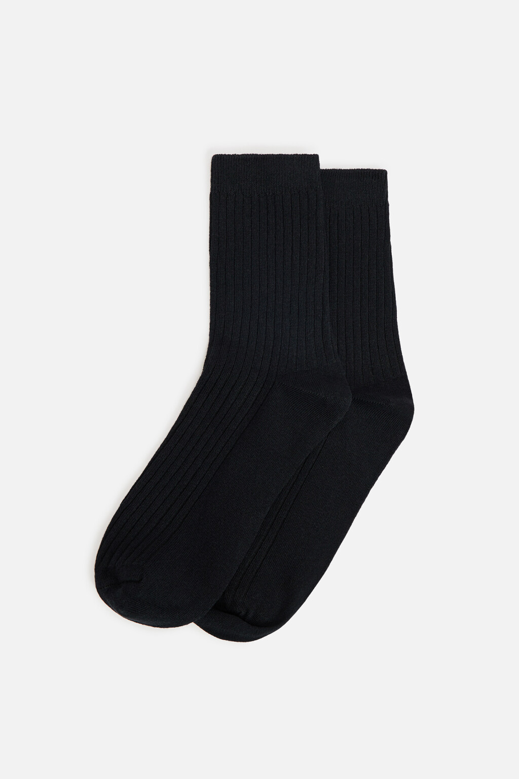 Носки высокие хлопковые в рубчик - цвет черный - 2