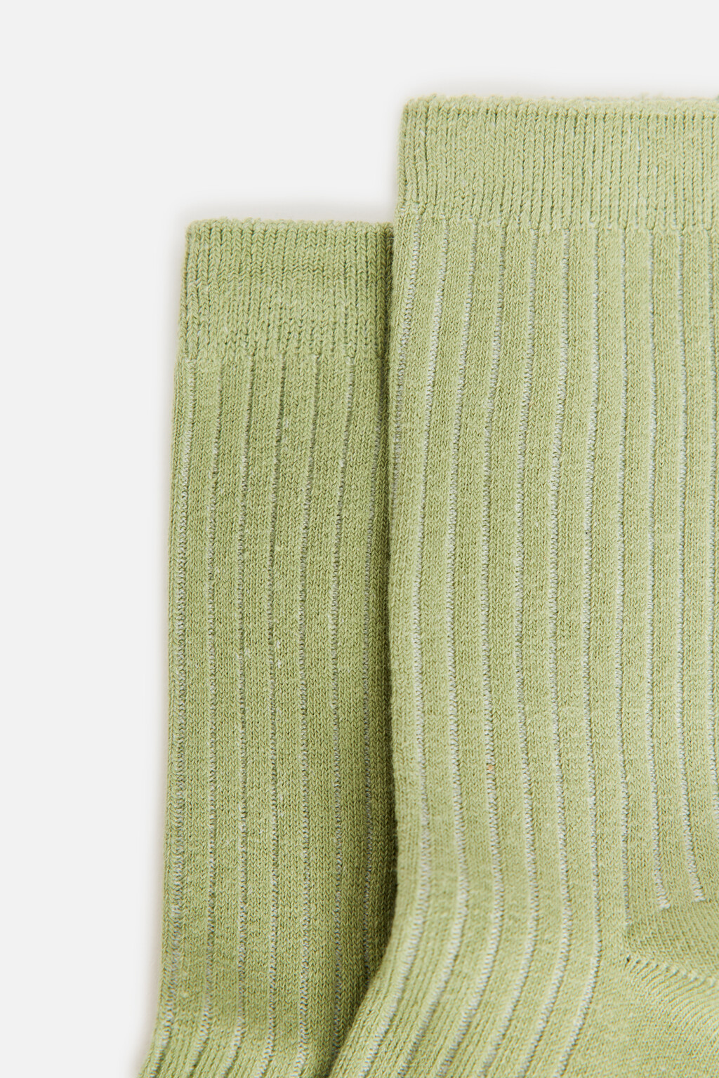 Носки высокие хлопковые в рубчик - цвет зеленый - 3