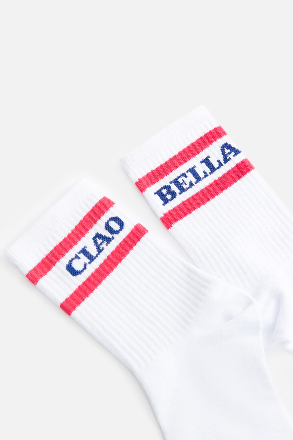 Носки высокие с полосками и надписью - цвет белый - 4