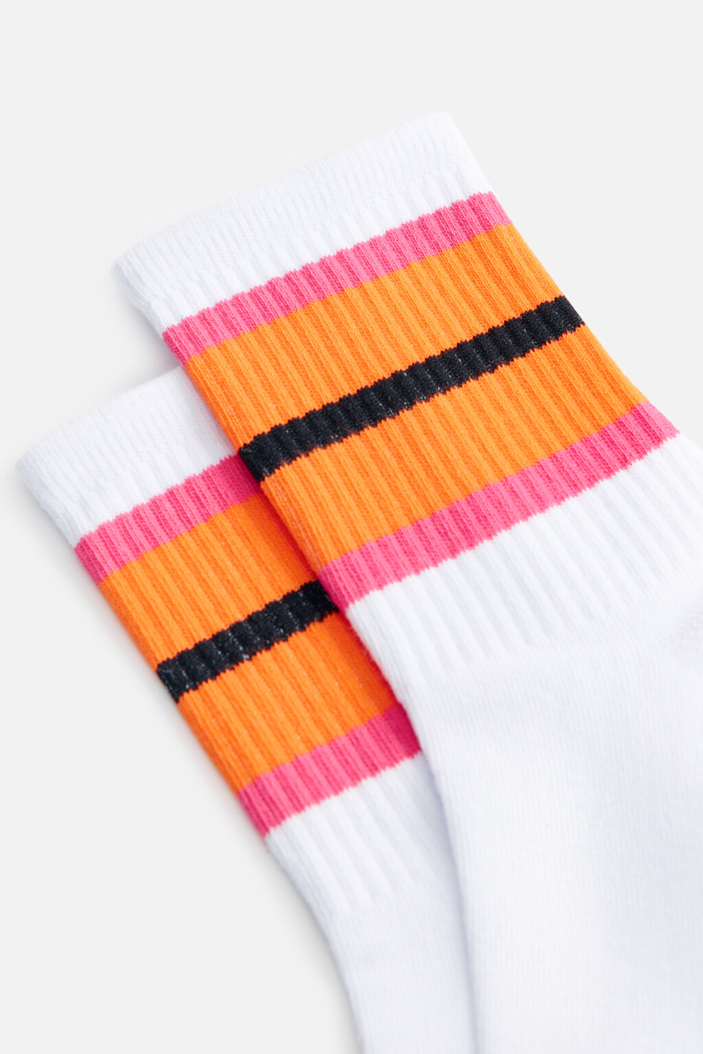 Носки высокие с цветными полосками - цвет оранжевый - 3