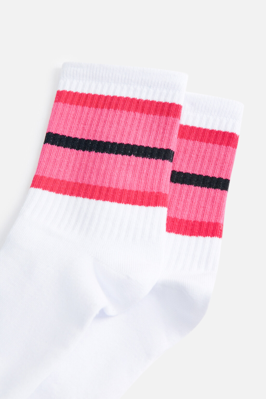 Носки высокие с цветными полосками - цвет розовый - 3