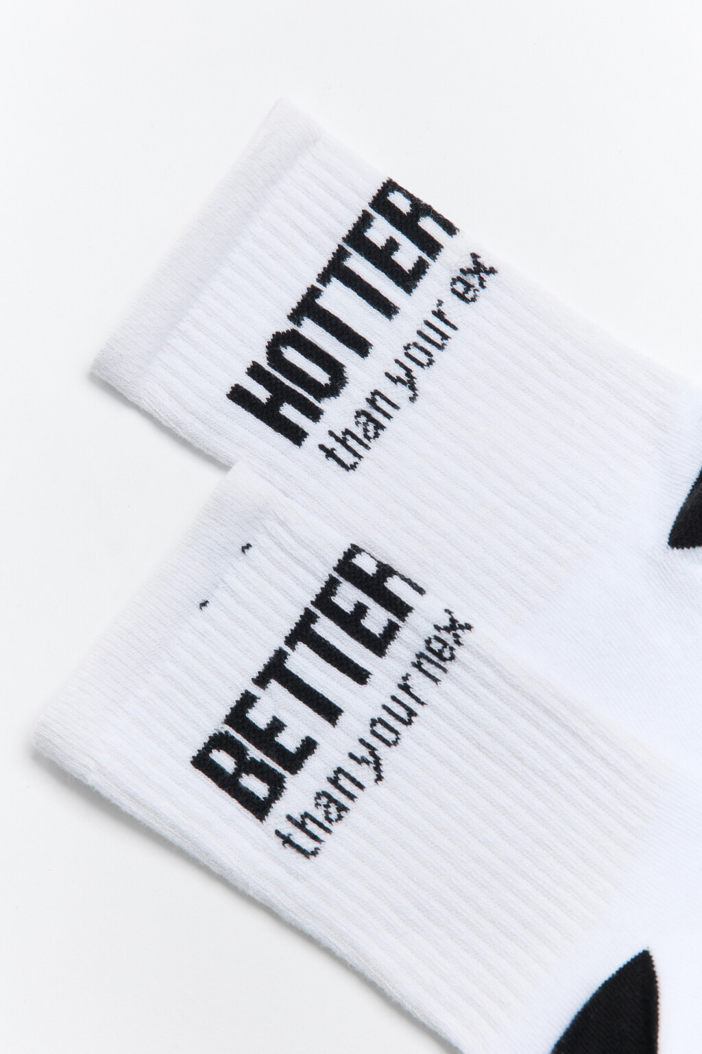 Носки высокие хлопковые с принтом-надписью - цвет белый - 2