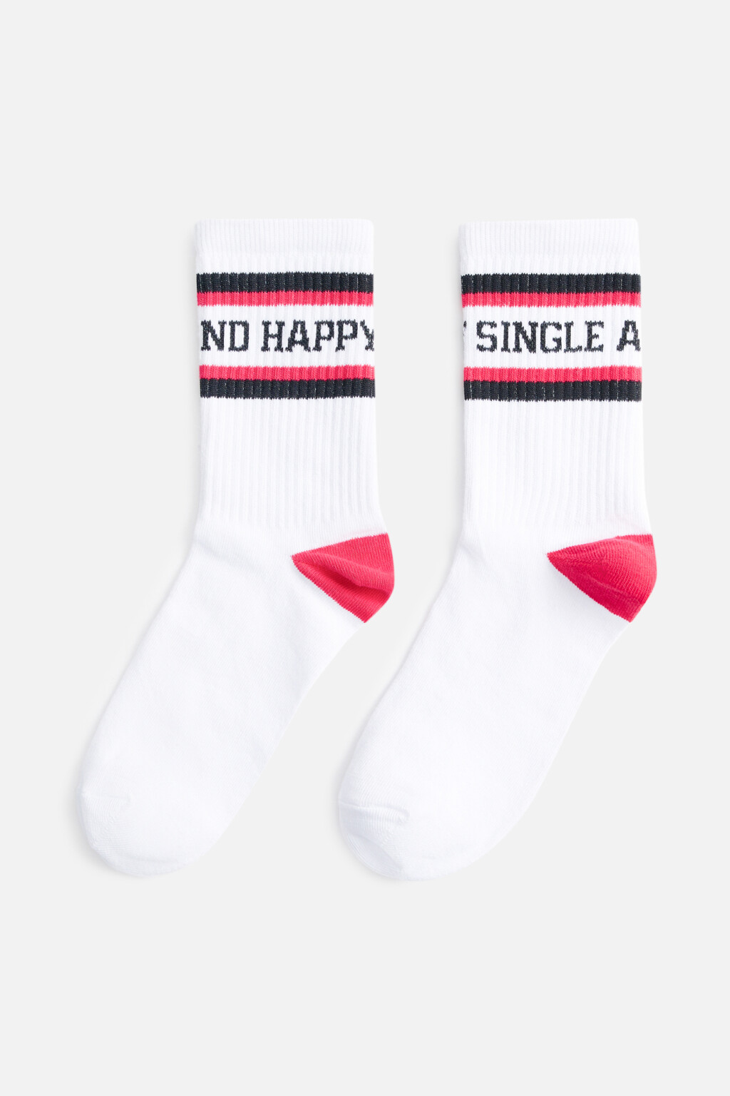 Носки высокие хлопковые с принтом-надписью - цвет красный - 1