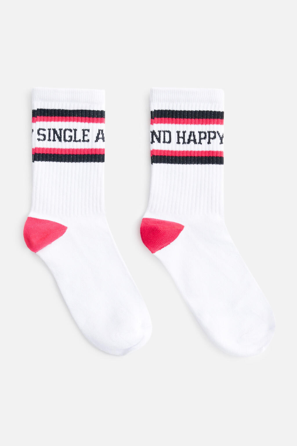 Носки высокие хлопковые с принтом-надписью - цвет красный - 2