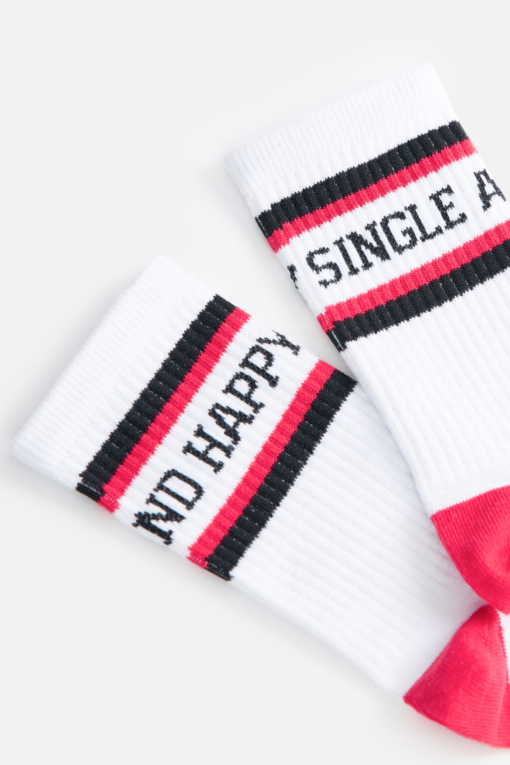 Носки высокие хлопковые с принтом-надписью - цвет красный - 4