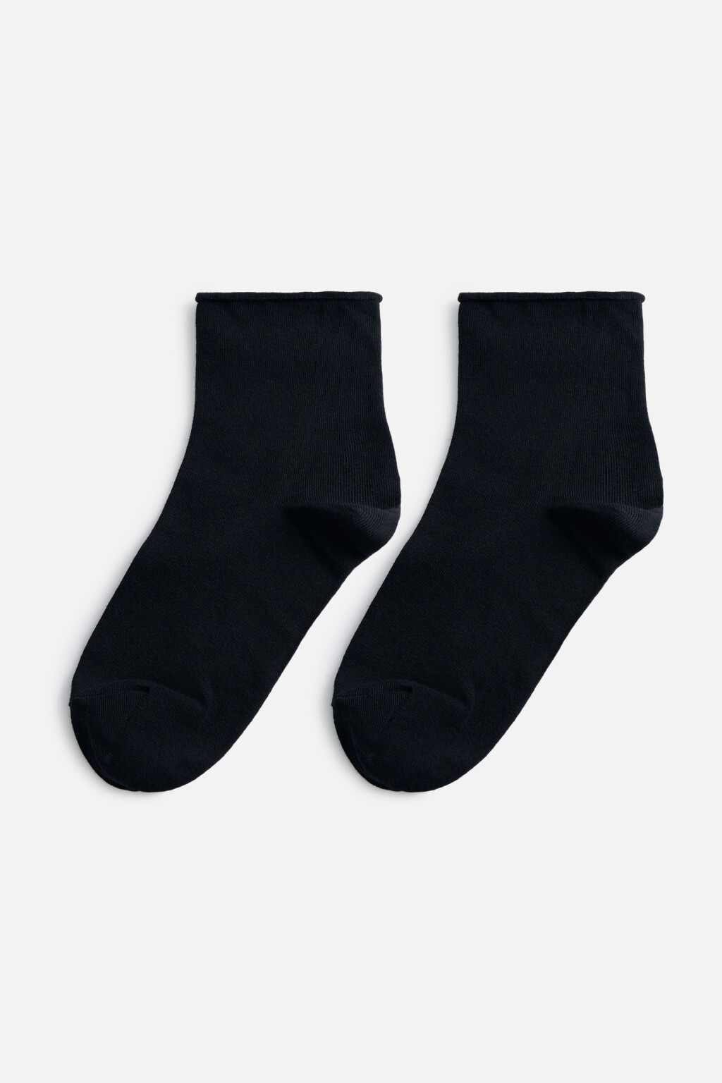 Носки короткие однотонные из хлопка - цвет черный - 1