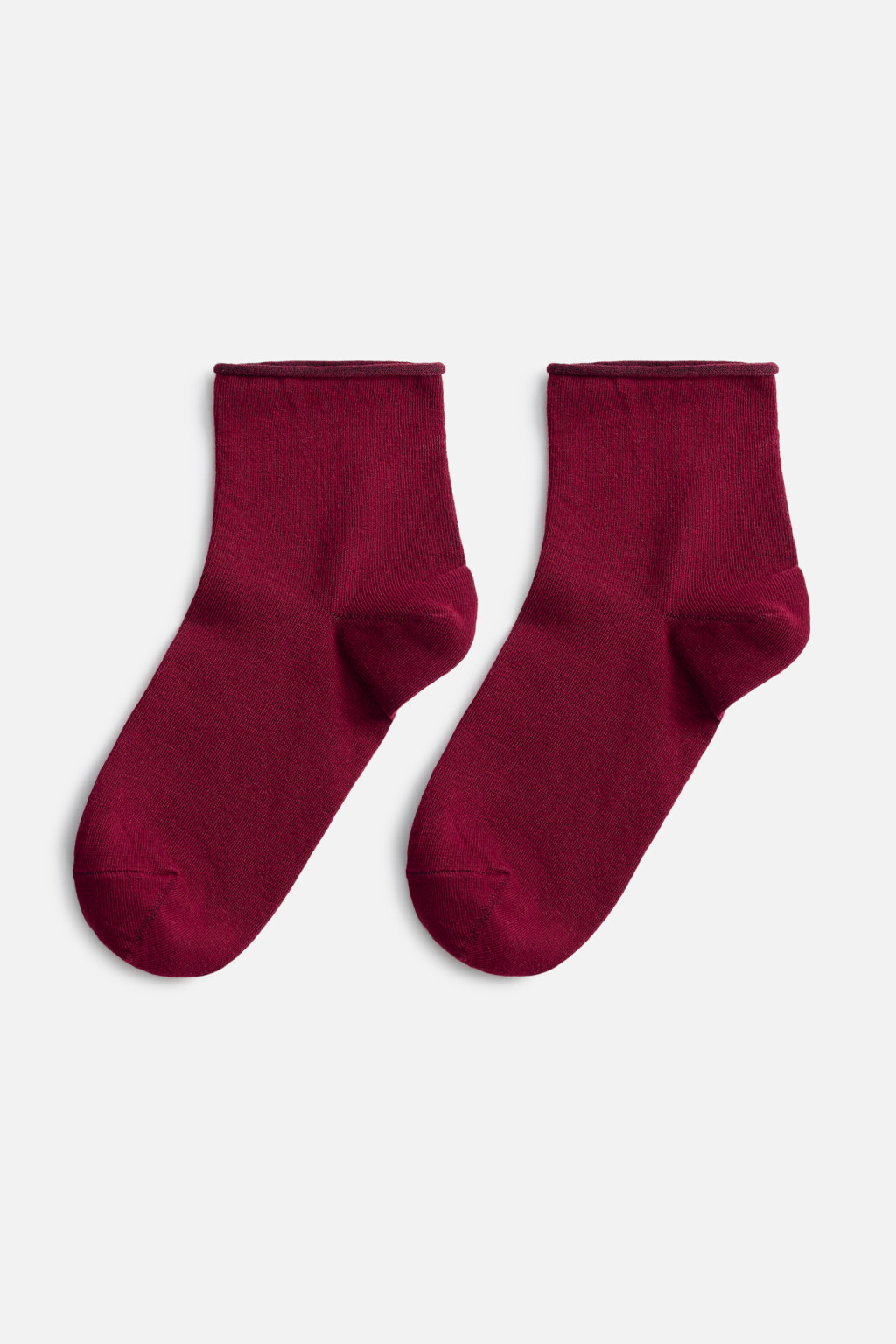 Носки короткие однотонные из хлопка - цвет бордовый - 1