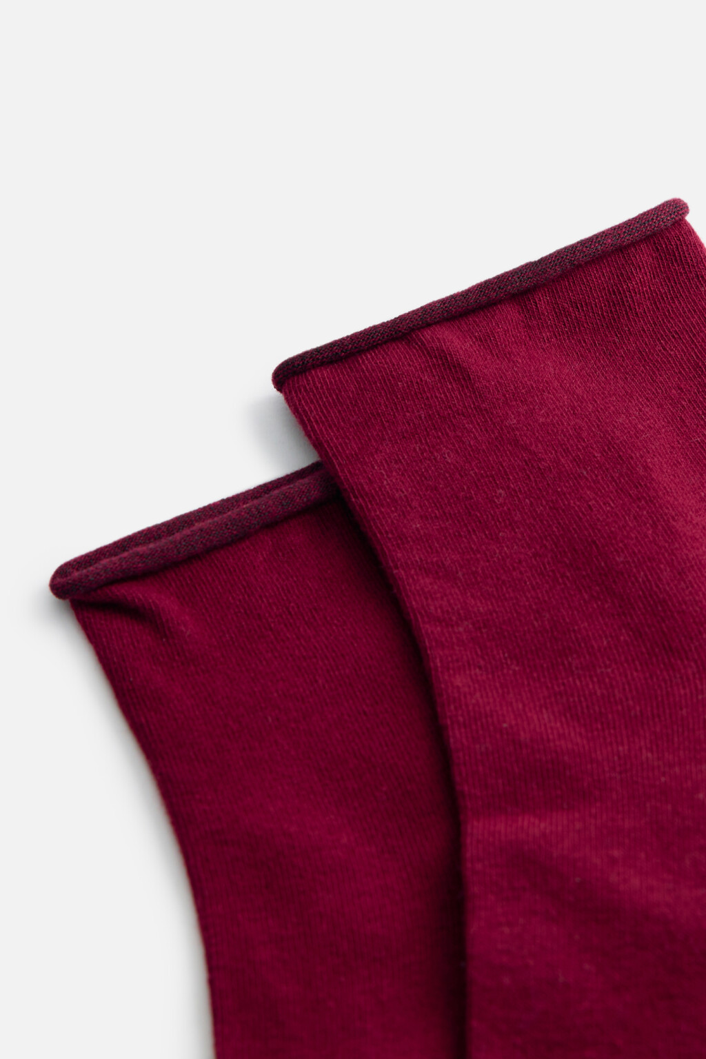 Носки короткие однотонные из хлопка - цвет бордовый - 3