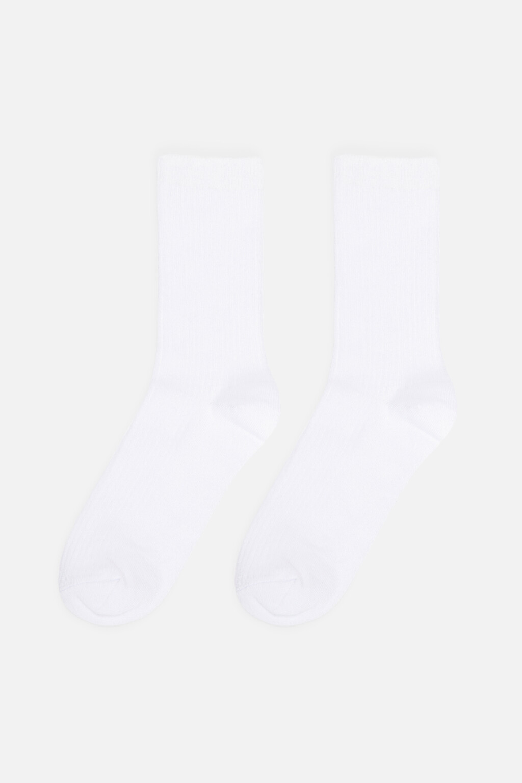 Носки высокие хлопковые в рубчик - цвет белый - 1