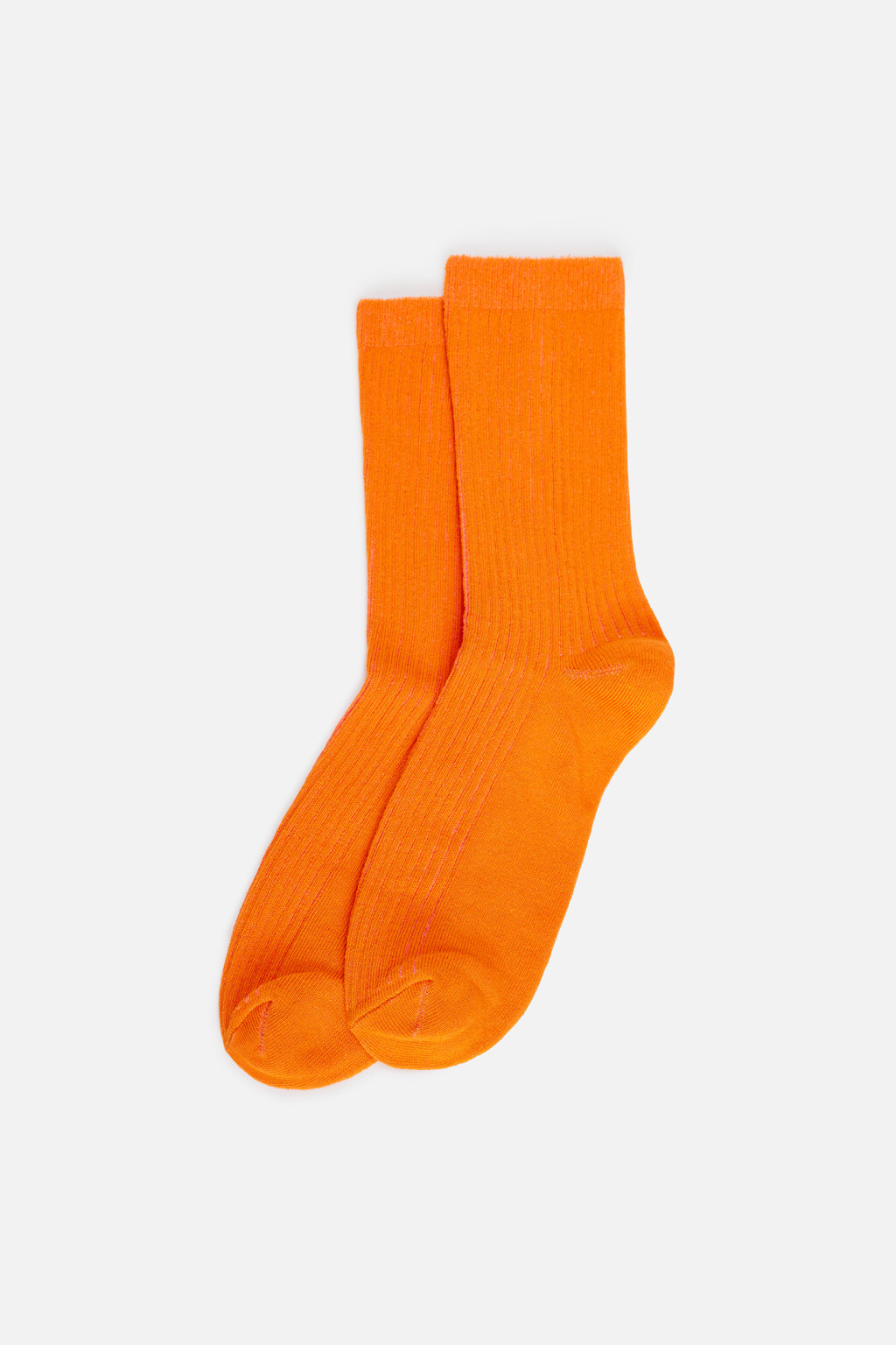 Носки высокие хлопковые в рубчик - цвет оранжевый - 2
