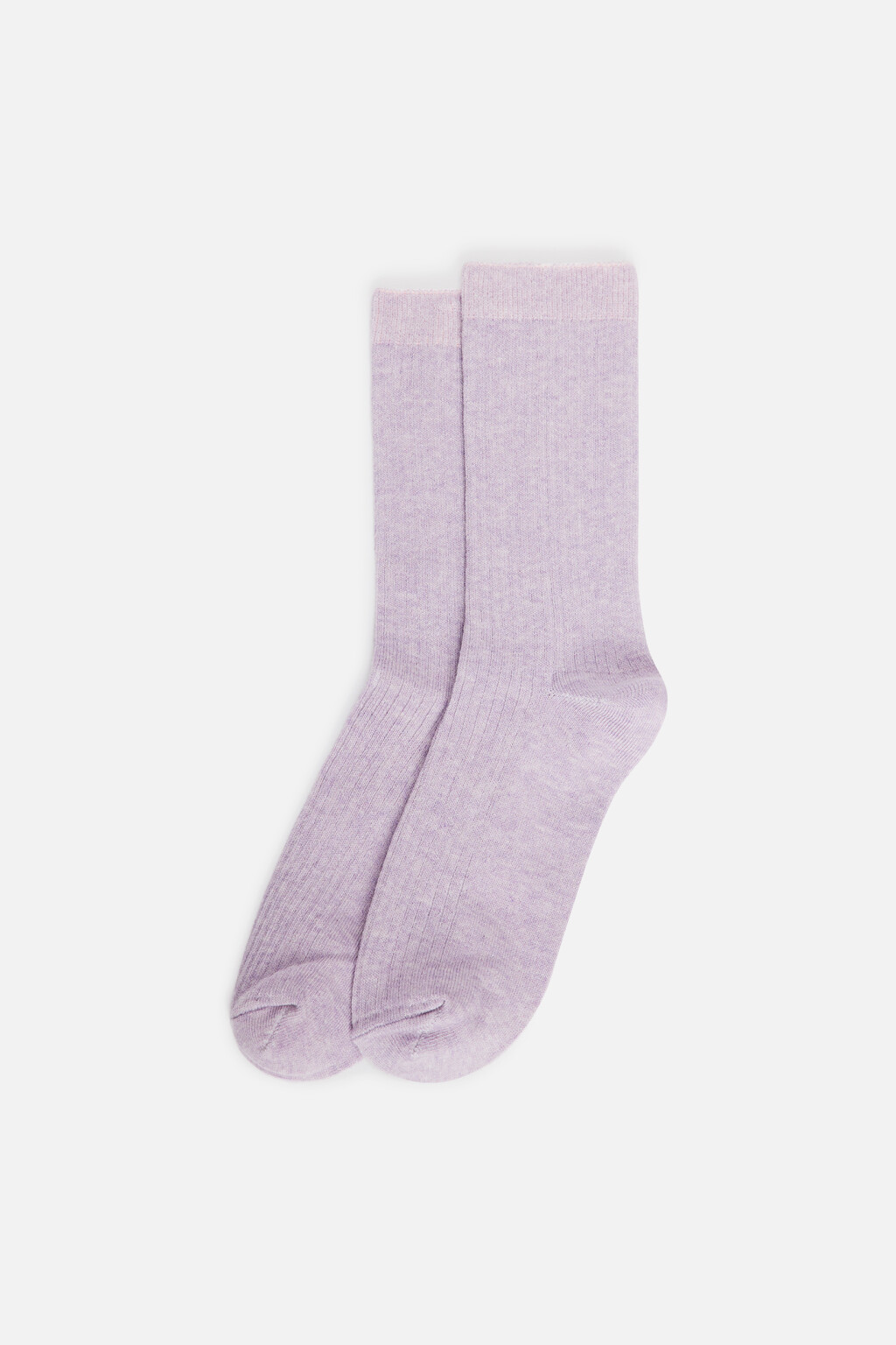 Носки высокие хлопковые в рубчик - цвет сиреневый - 2