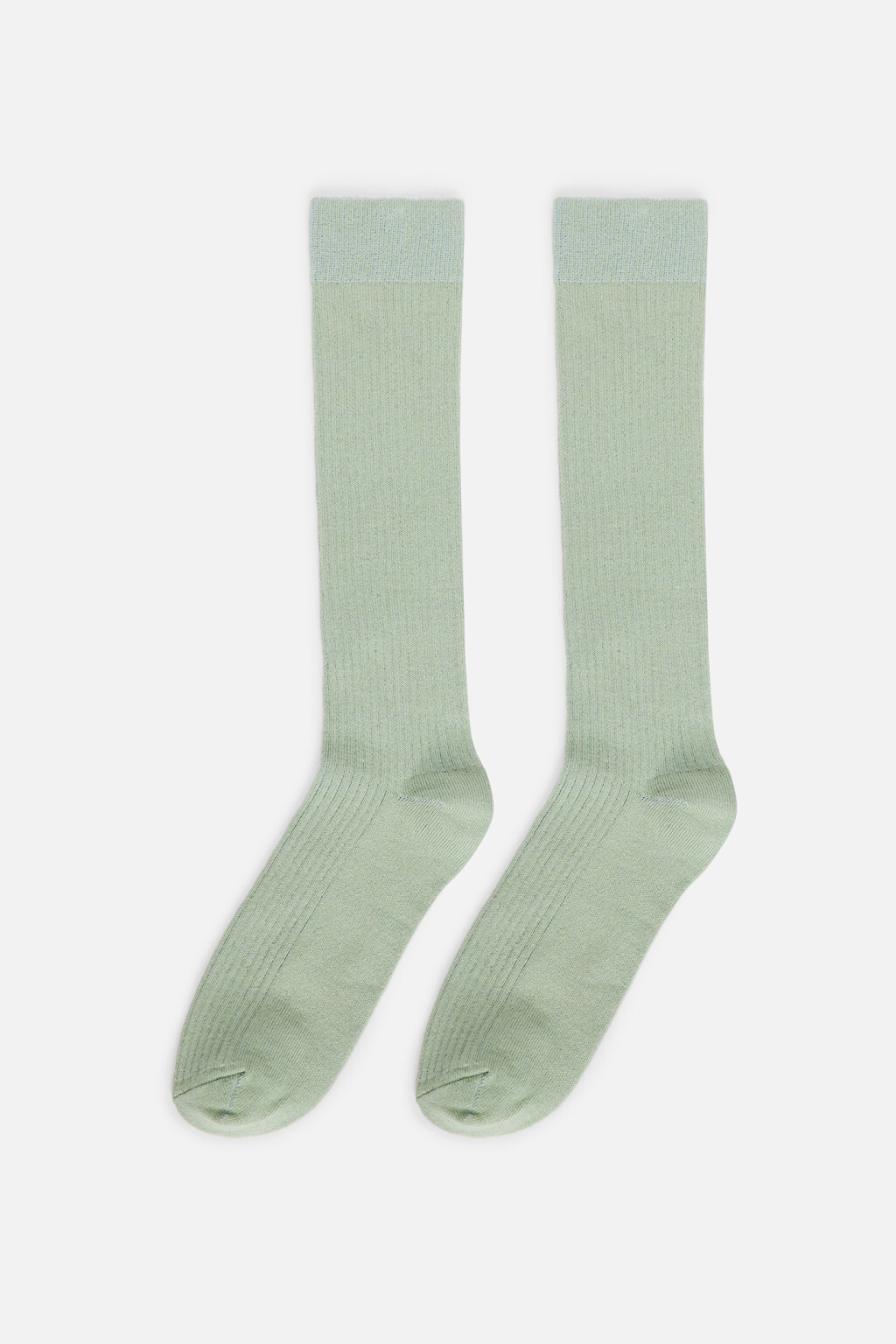 Гольфы до колена хлопковые в рубчик - цвет зеленый - 1