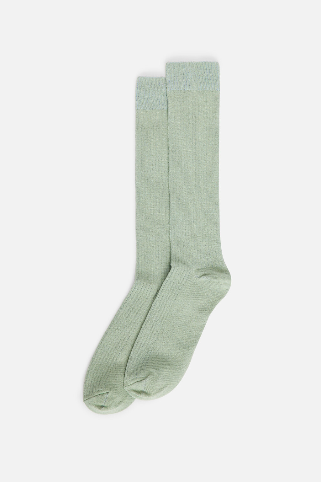 Гольфы до колена хлопковые в рубчик - цвет зеленый - 2