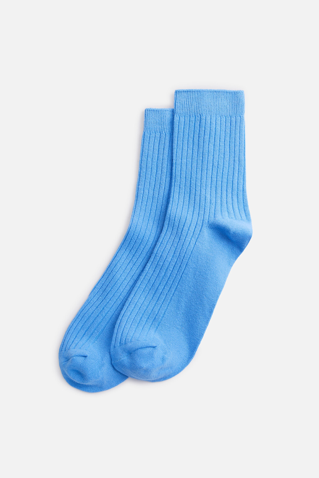 Носки высокие хлопковые в рубчик - цвет голубой - 1