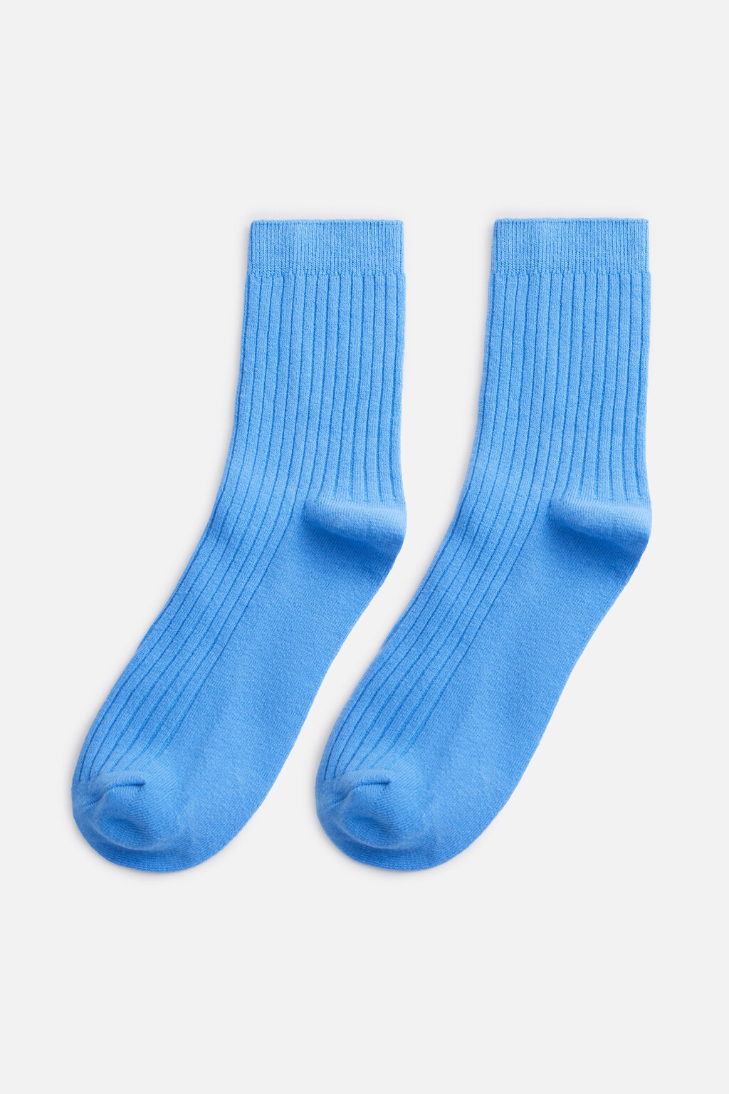 Носки высокие хлопковые в рубчик - цвет голубой - 2