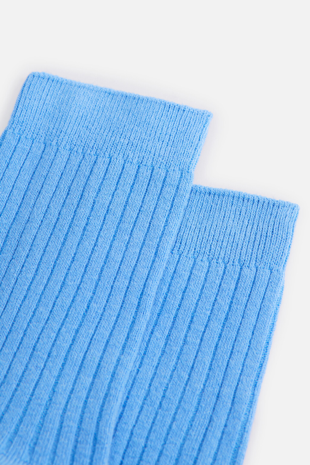 Носки высокие хлопковые в рубчик - цвет голубой - 3