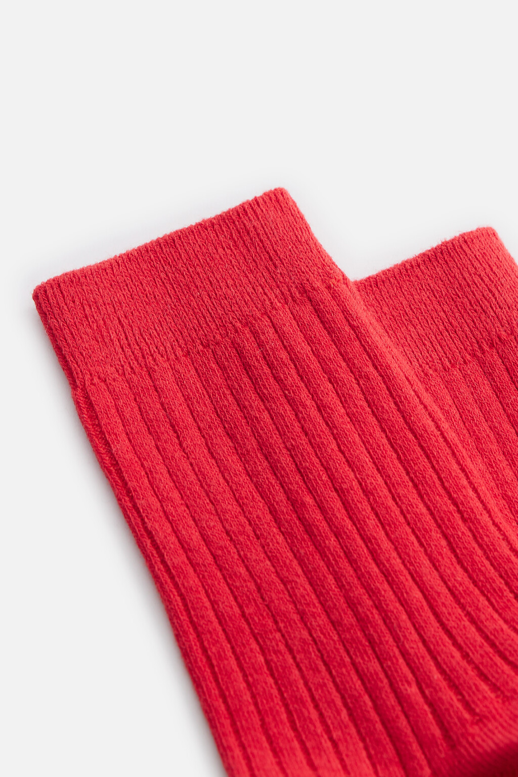Носки высокие хлопковые в рубчик - цвет красный - 3