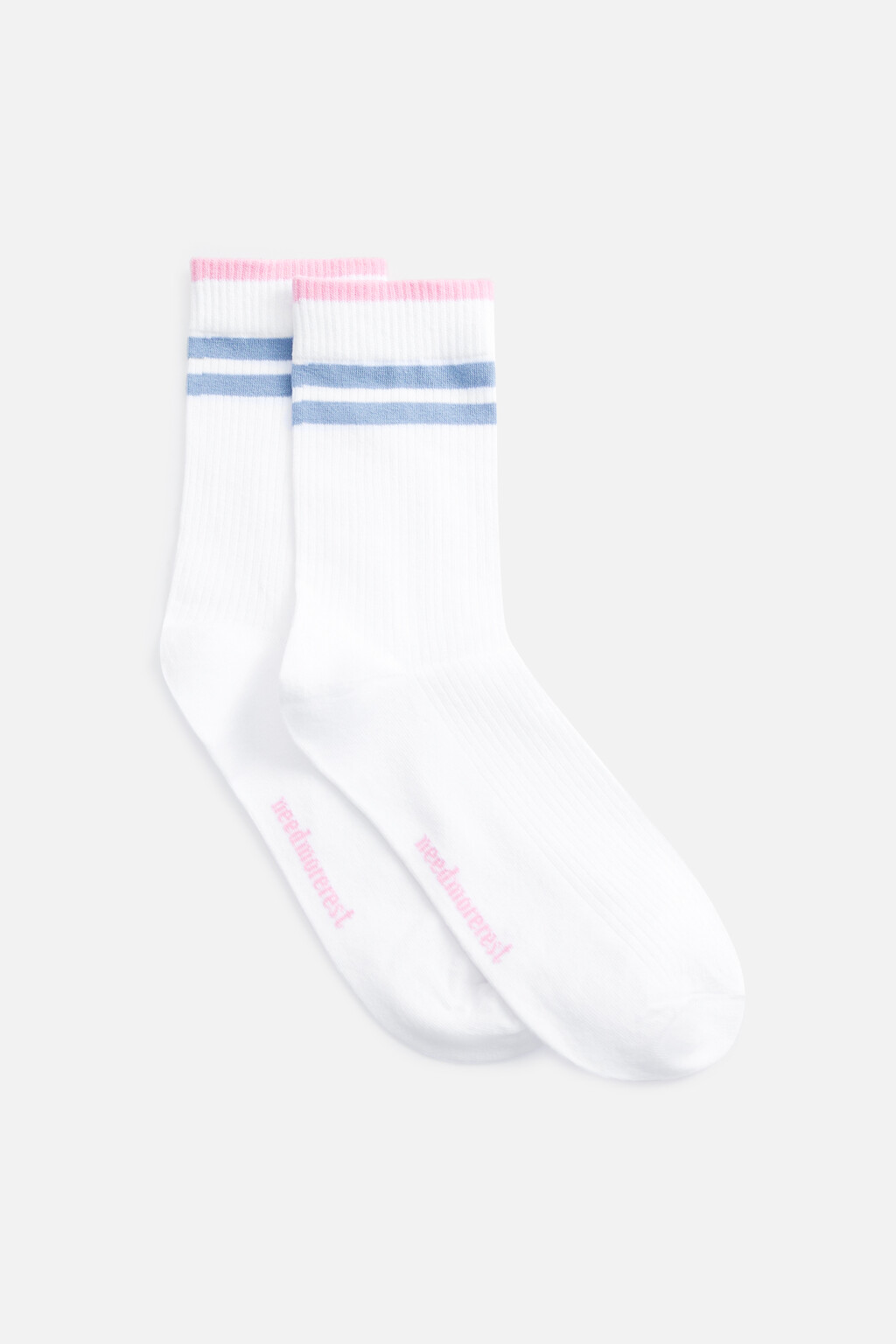 Носки высокие хлопковые с полосками - цвет синий - 1