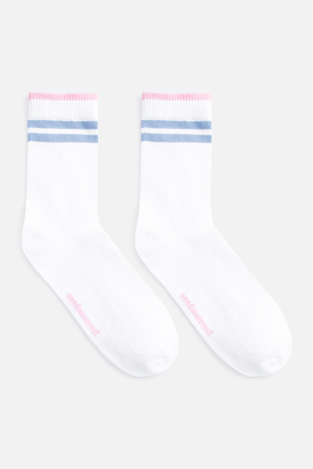 Носки высокие хлопковые с полосками - цвет синий - 2