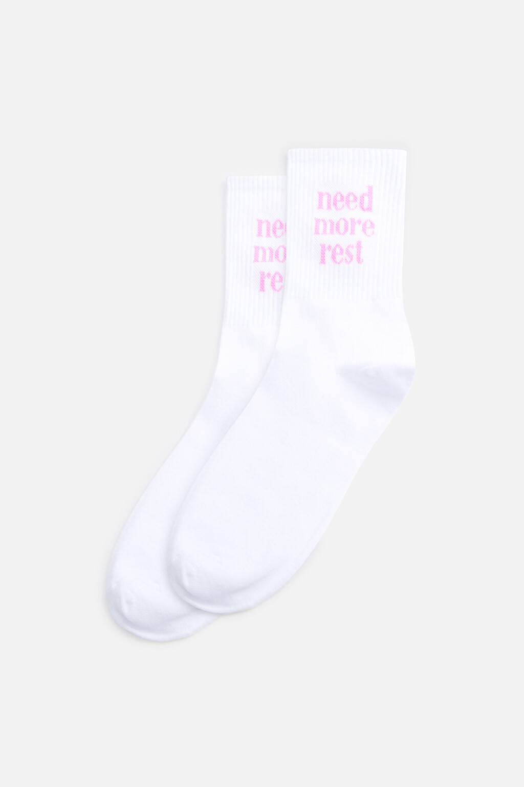 Носки высокие хлопковые с надписями - цвет белый - 1