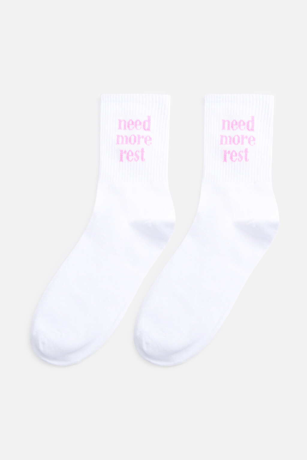 Носки высокие хлопковые с надписями - цвет белый - 2
