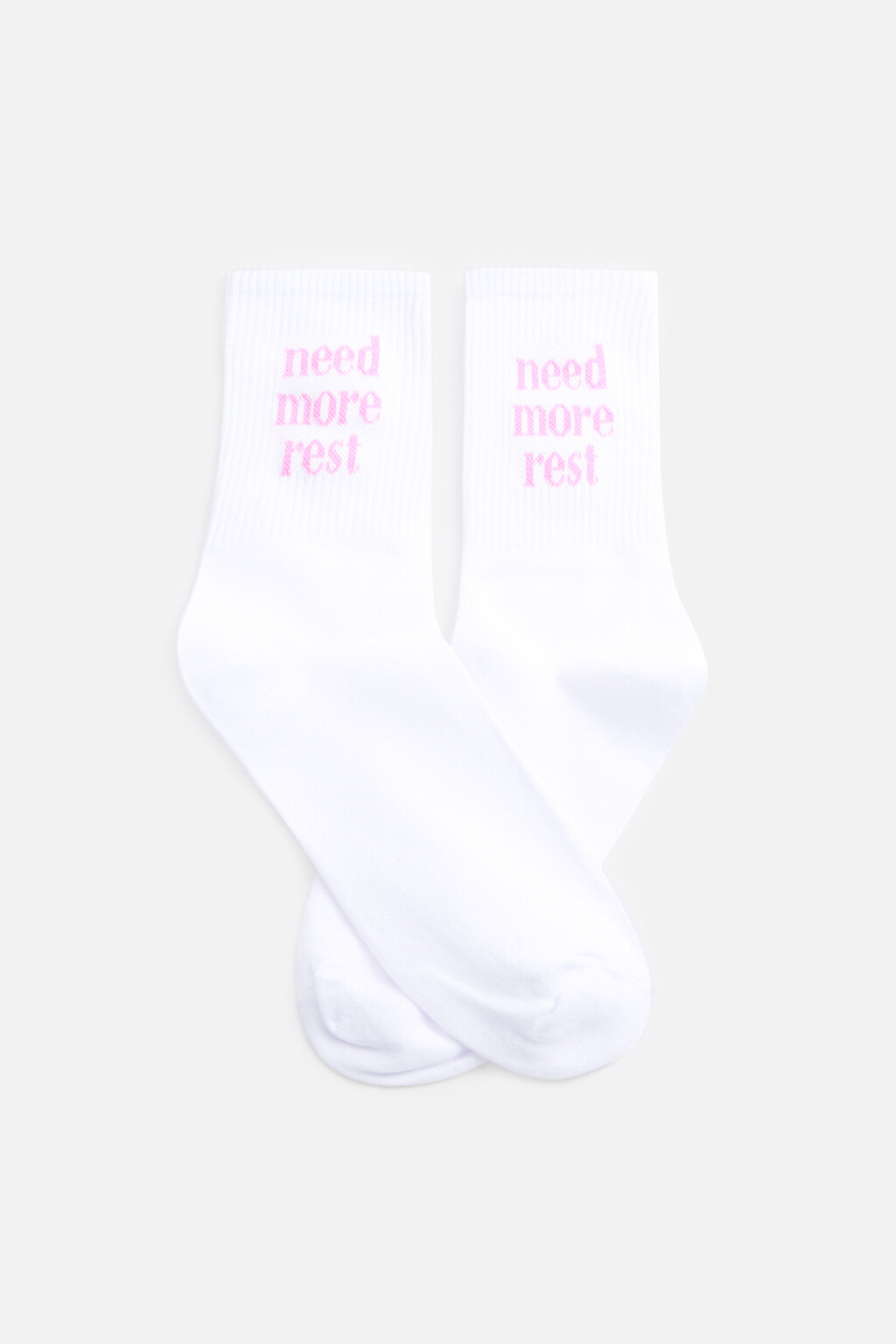Носки высокие хлопковые с надписями - цвет белый - 3