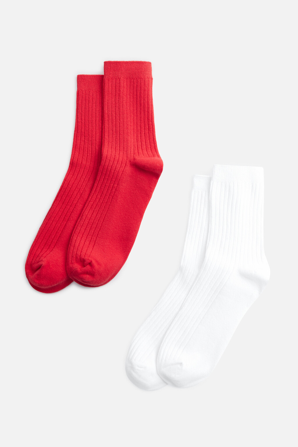 Набор носков высоких цветных хлопковых (2 пары) - цвет красный - 1