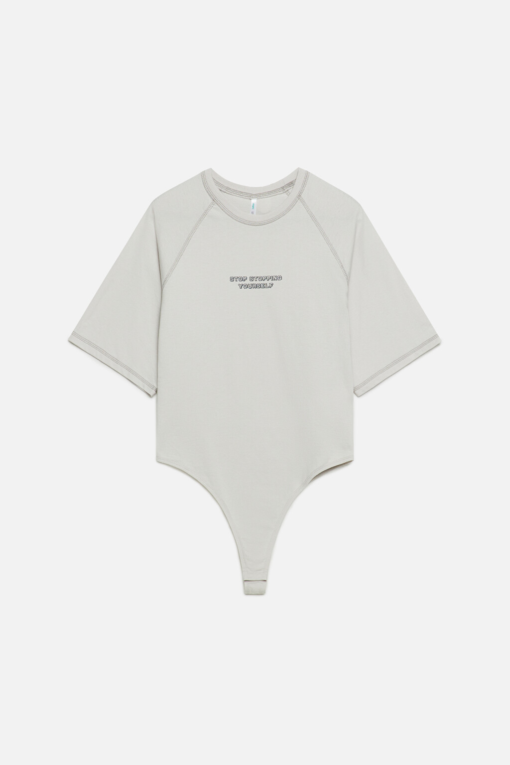 боди-футболка хлопковая с принтом-надписью - цвет серый - 9