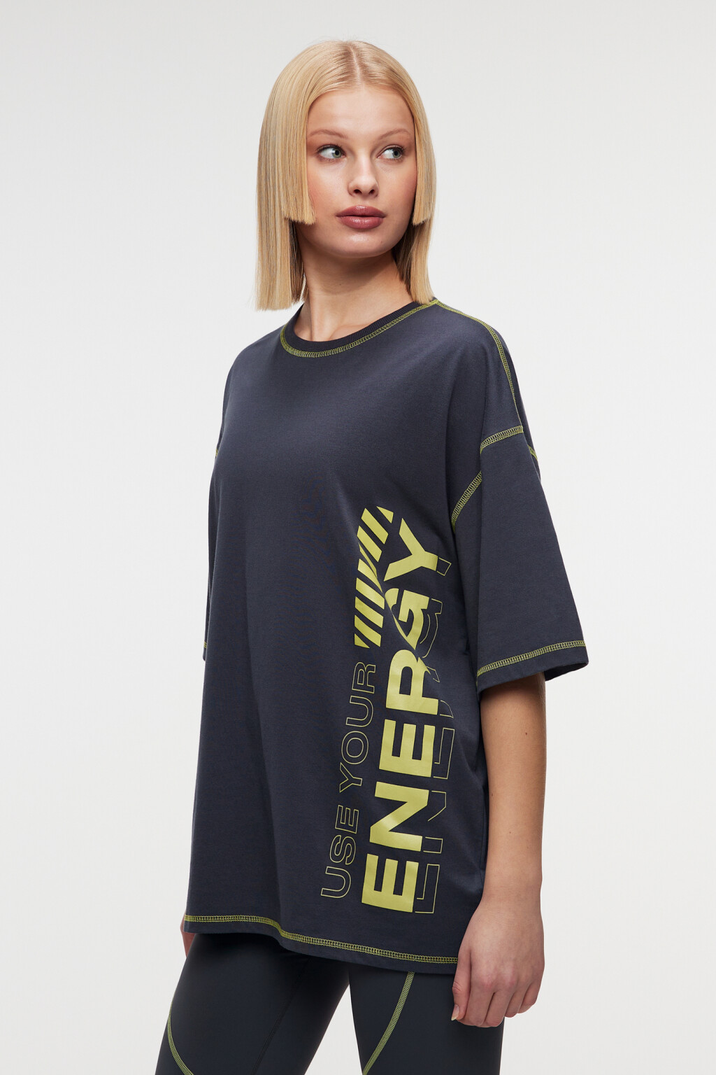 Футболка oversize спортивная с принтом-надписью - цвет серый - 3