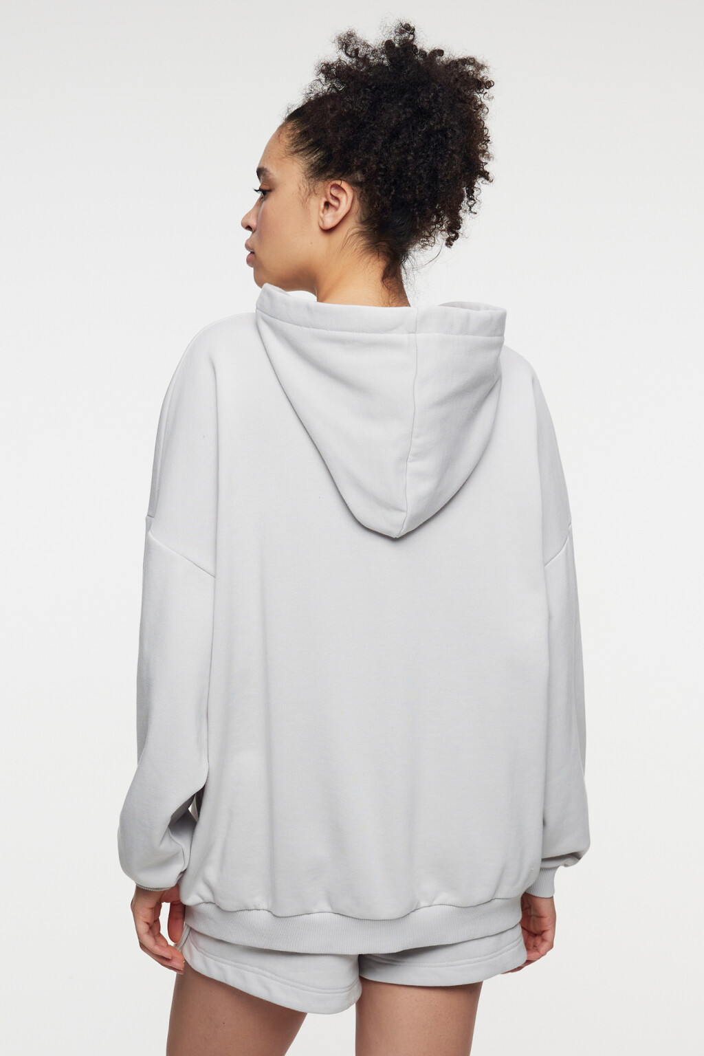 Худи oversize хлопковая на молнии с принтом - цвет серый - 4