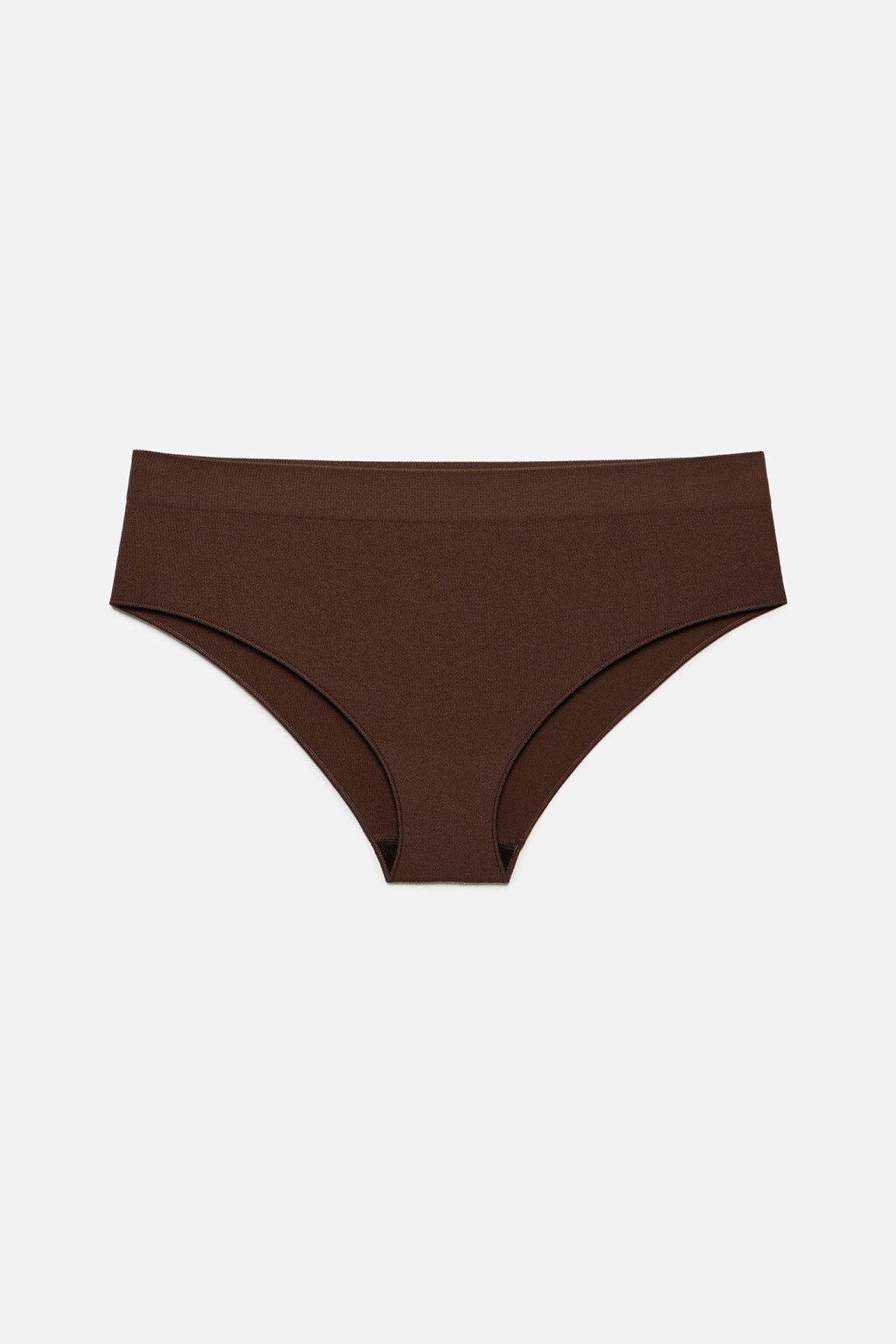 Трусики-макси бесшовные высокие в рубчик - цвет коричневый - 4