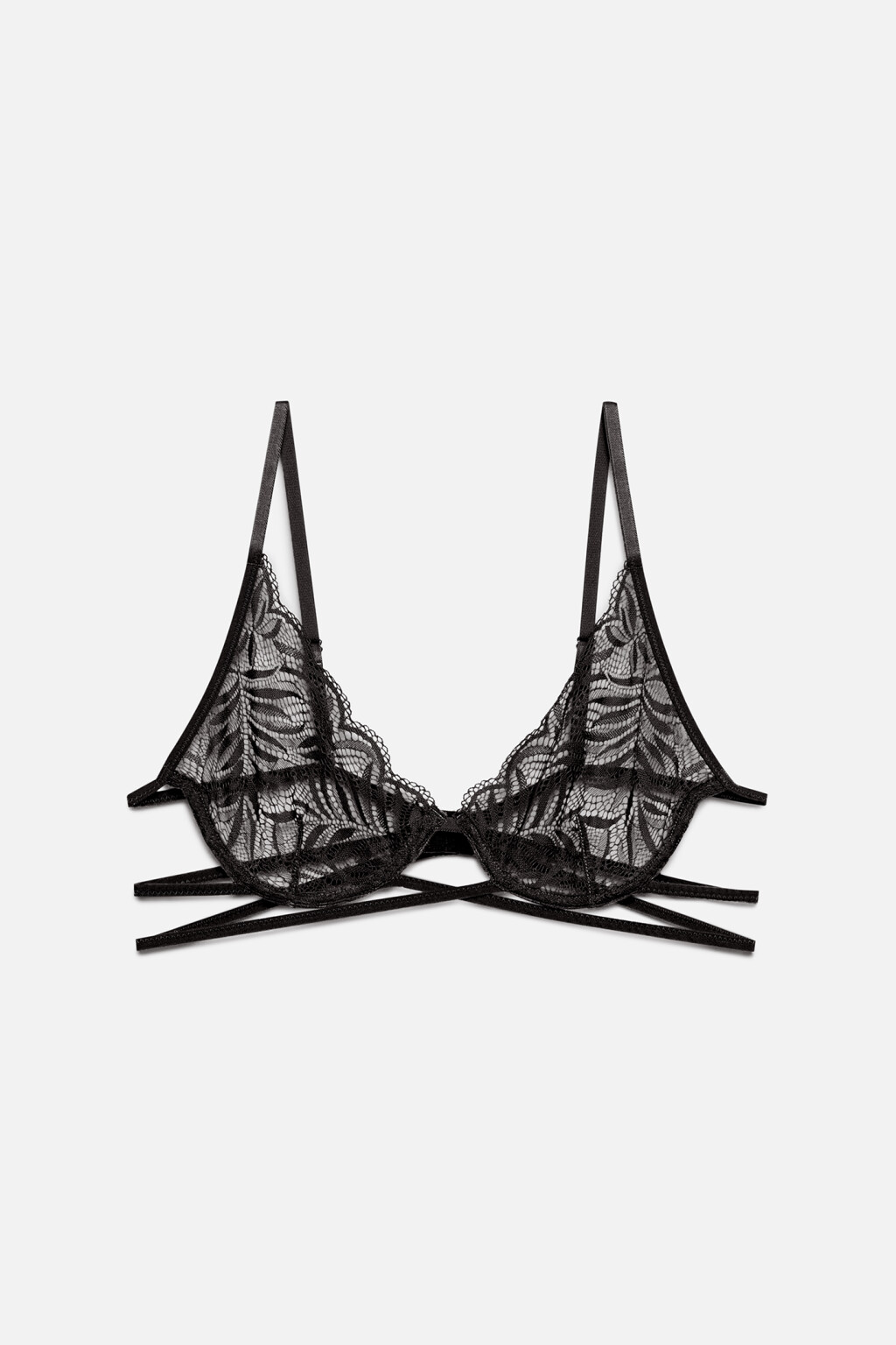 бюстгальтер-бра кружевной с тесьмой на талии - цвет коричневый - 4