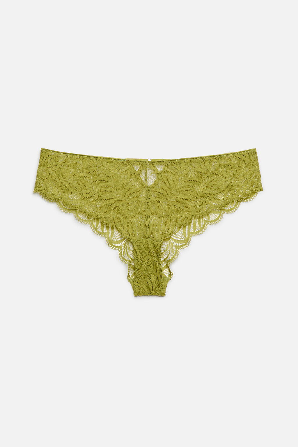 Трусики-хипстеры кружевные с вырезом на спинке - цвет зеленый - 4