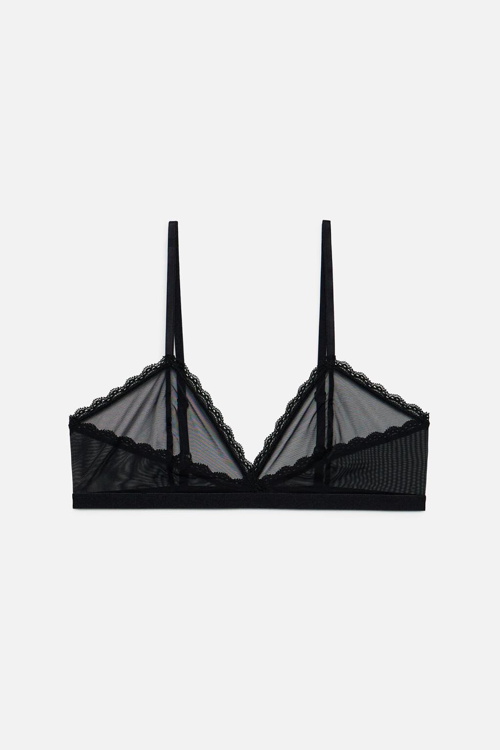 бюстгальтер-бра сетчатый с кружевной отделкой и принтом - цвет черный - 4