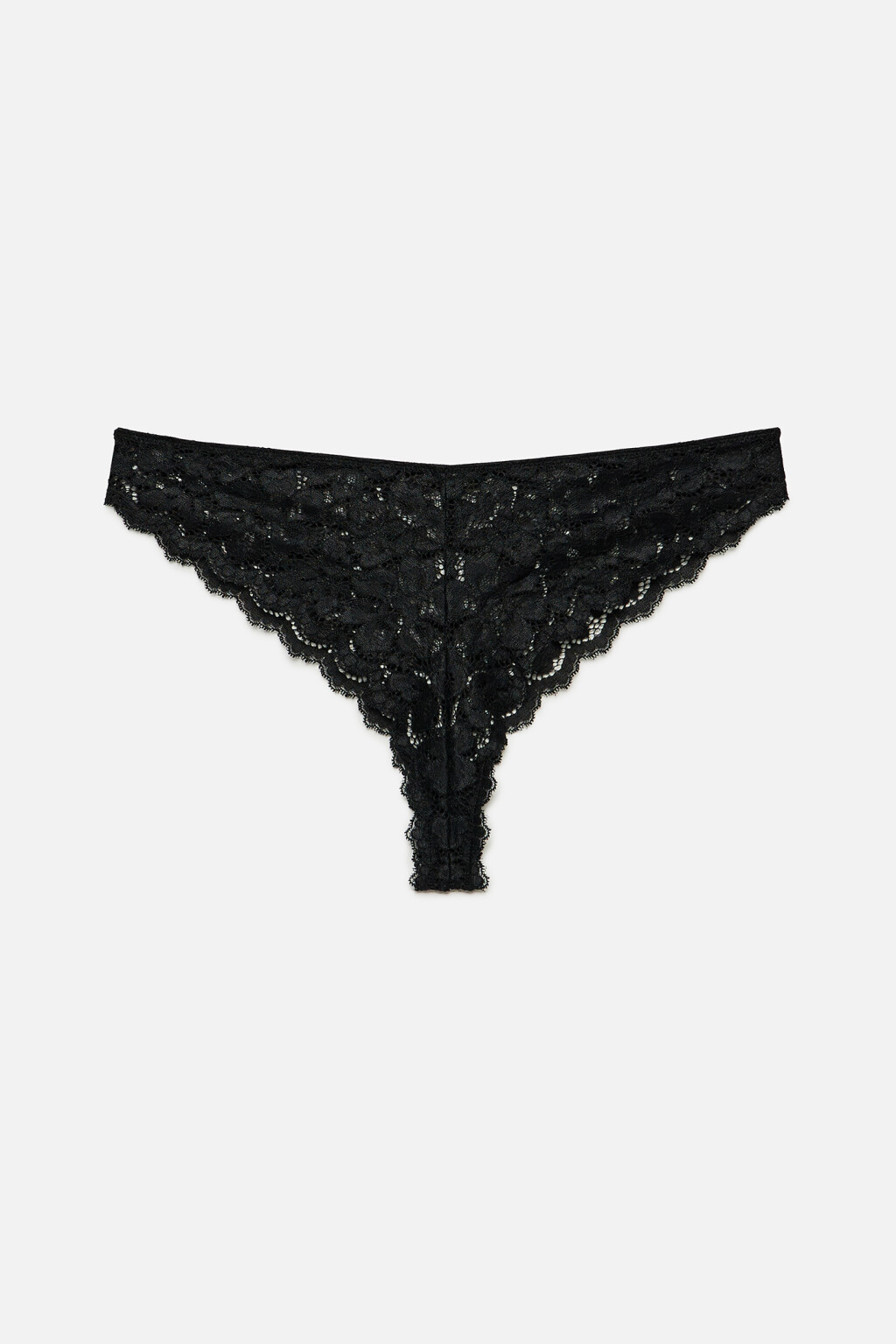 Трусики-стринги с широким кружевом - цвет черный - 4
