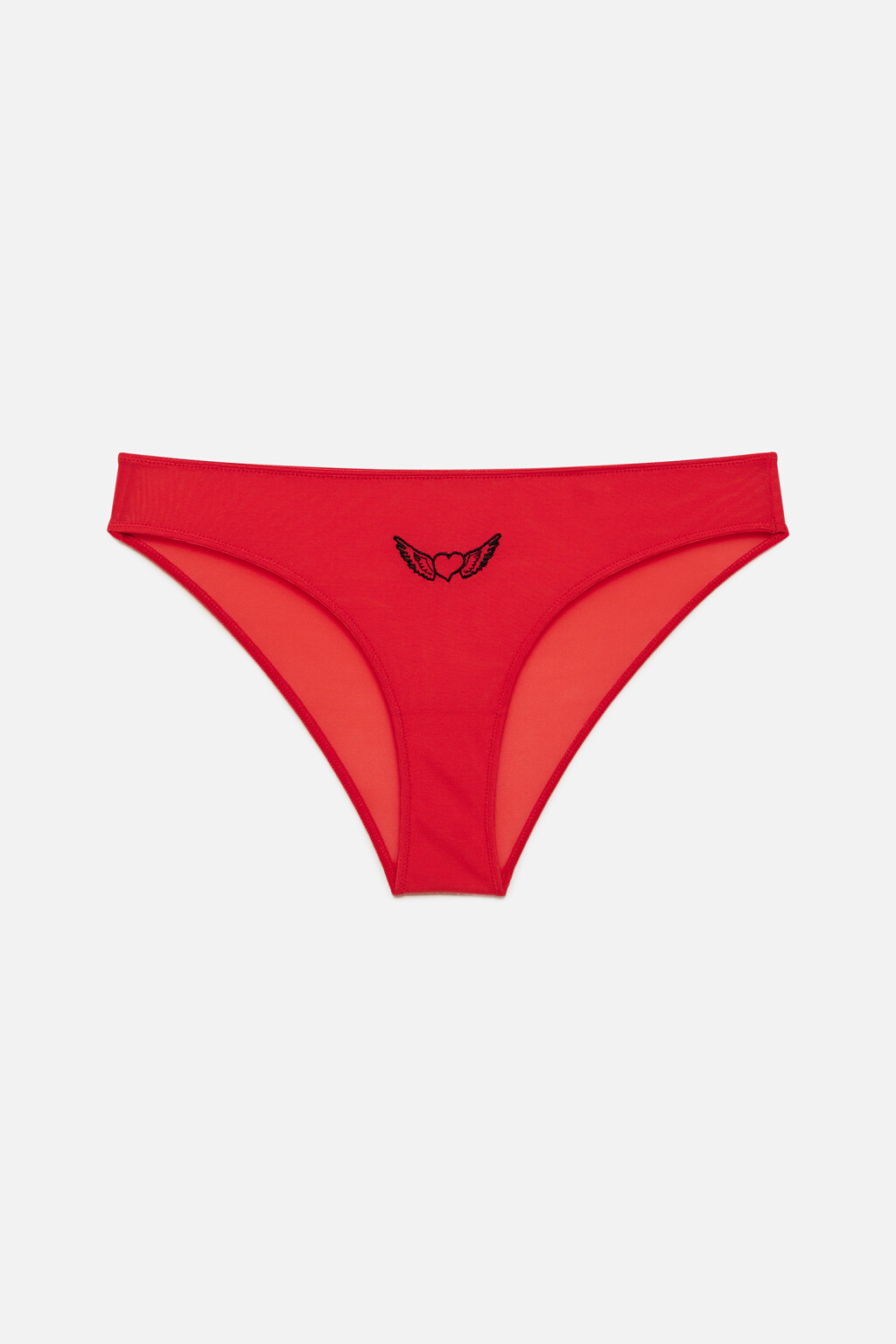 Трусики-слипы сетчатые с принтом-вышивкой - цвет красный - 4