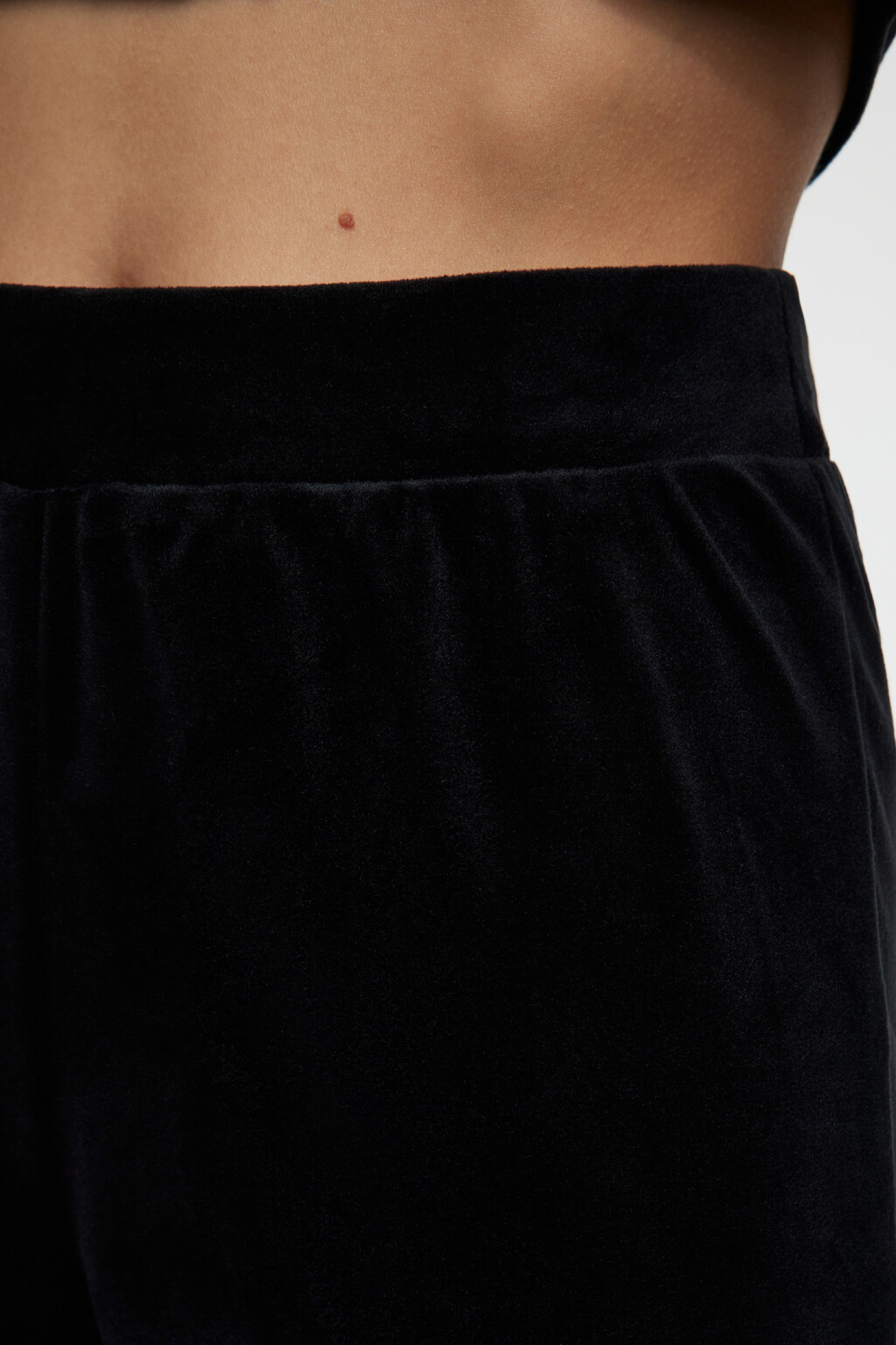 брюки клеш домашние бархатные с поясом-резинкой - цвет черный - 5