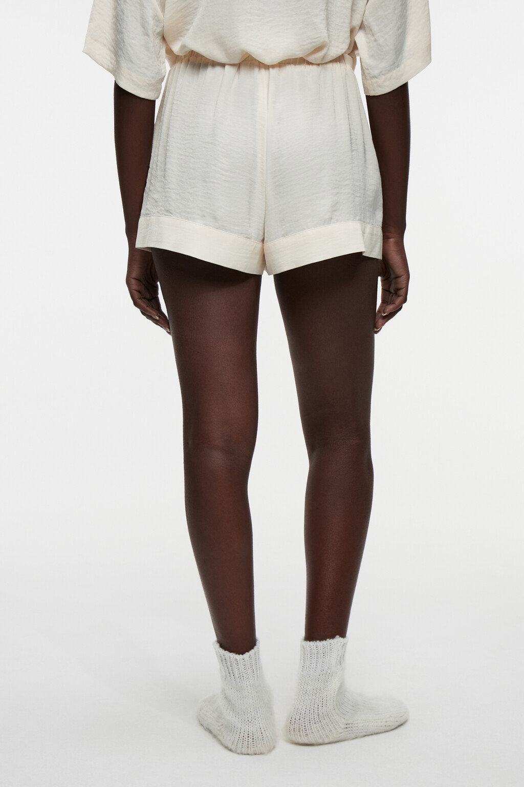 Шорты мини домашние из сатина - цвет бежевый - 3