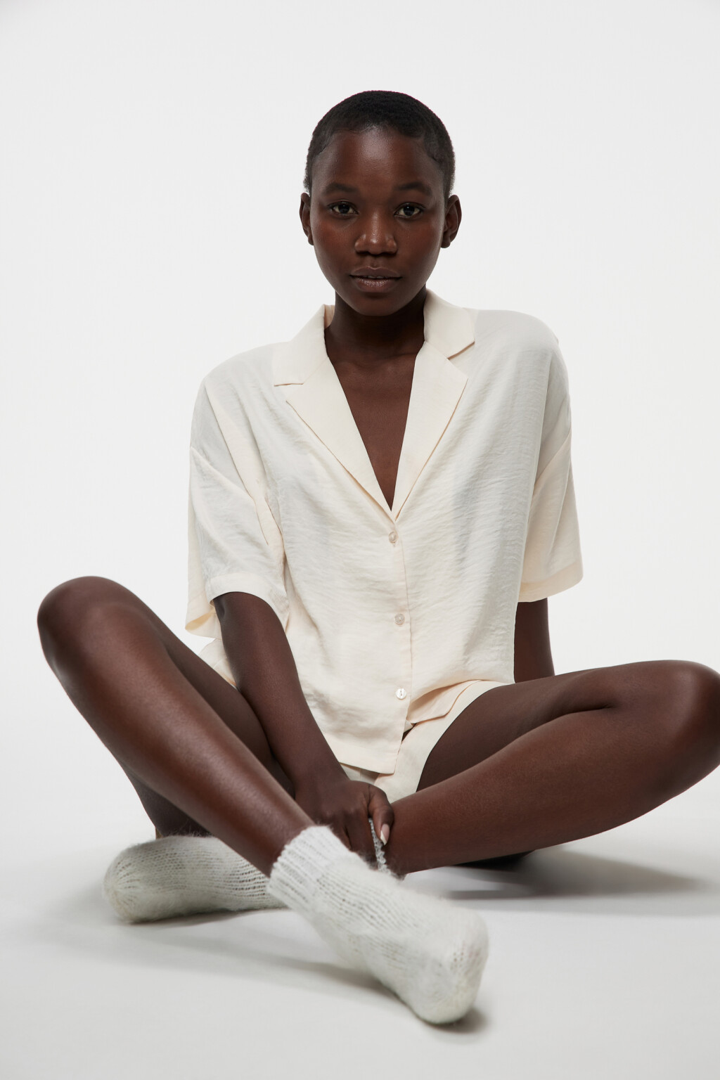 Шорты мини домашние из сатина - цвет бежевый - 7