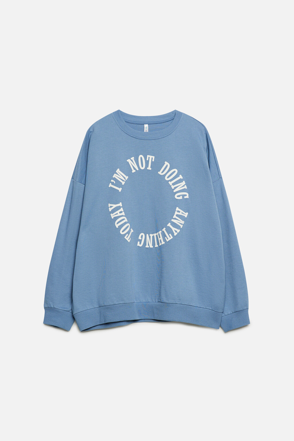 Свитшот oversize домашний хлопковый с принтом - цвет синий - 9