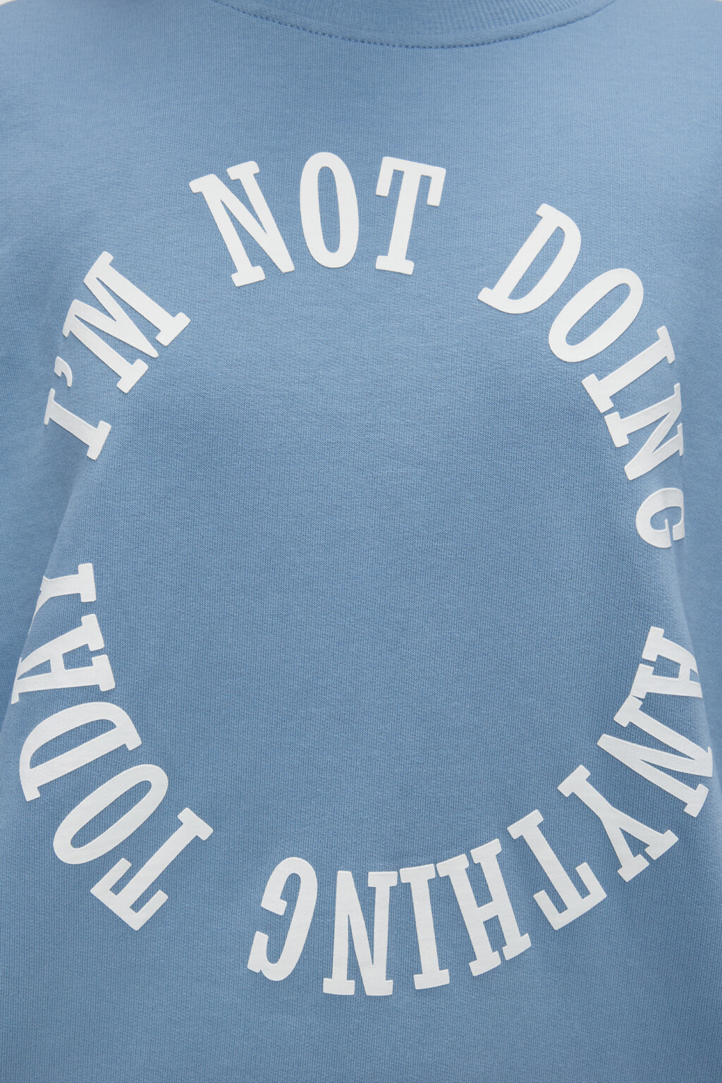 Свитшот oversize домашний хлопковый с принтом - цвет синий - 5