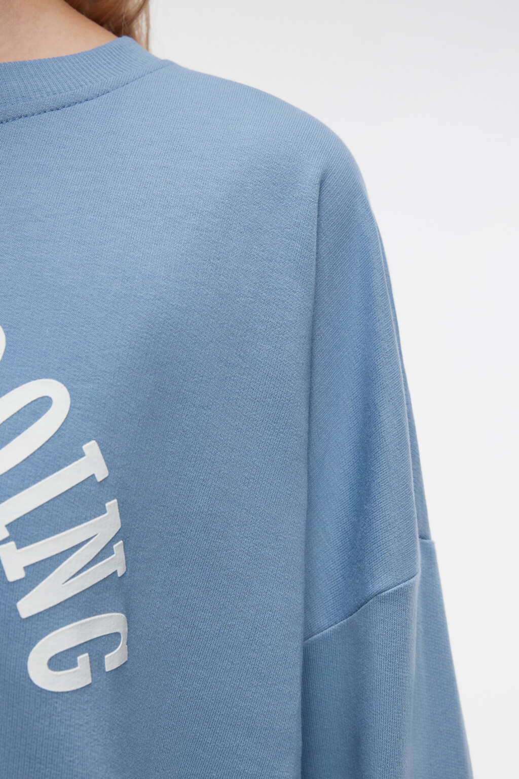 Свитшот oversize домашний хлопковый с принтом - цвет синий - 6