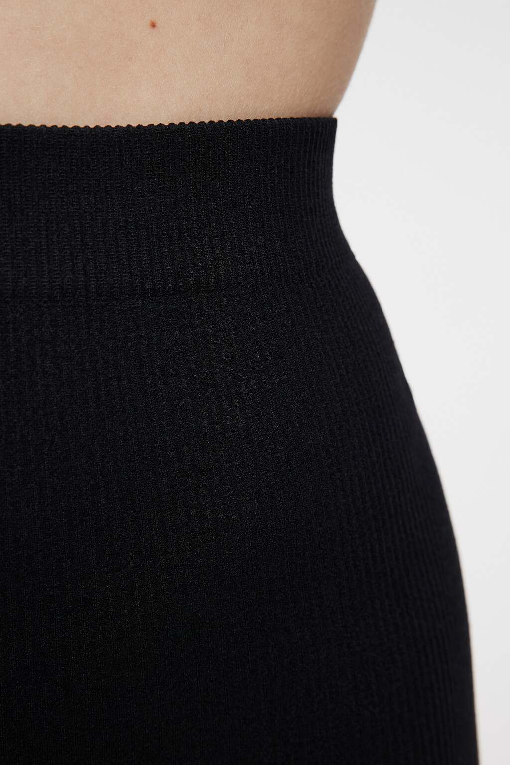 Леггинсы домашние бесшовные в рубчик - цвет черный - 5